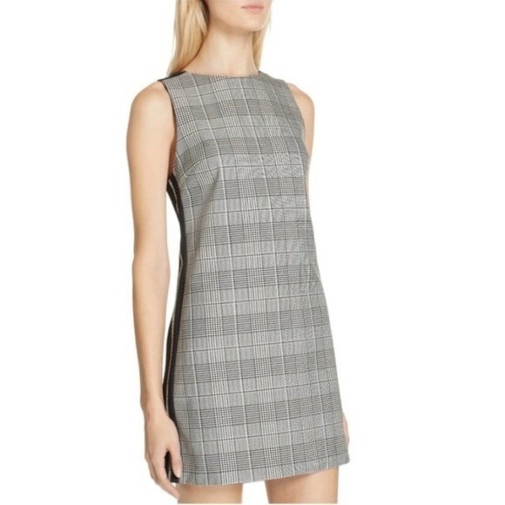 Alice Olivia Plaid Shift Dress Sleeveless Bateau Neckline Exposed Back Zip Size6